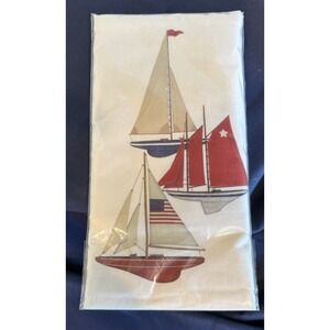 Mary Lake-Thompson Flour Sac Kitchen Towel 30x30 Americana Sailboat Nautical NEW